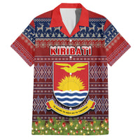 Personalised Kiribati Christmas Family Matching Long Sleeve Bodycon Dress and Hawaiian Shirt Coat of Arms and Map Beautiful Merry Xmas Snowflake LT03 Dad's Shirt - Short Sleeve Red - Polynesian Pride