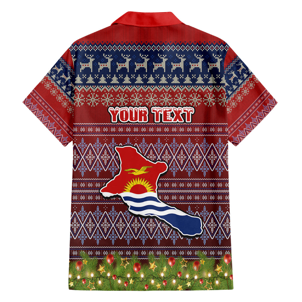Personalised Kiribati Christmas Family Matching Off Shoulder Long Sleeve Dress and Hawaiian Shirt Coat of Arms and Map Beautiful Merry Xmas Snowflake LT03 - Polynesian Pride