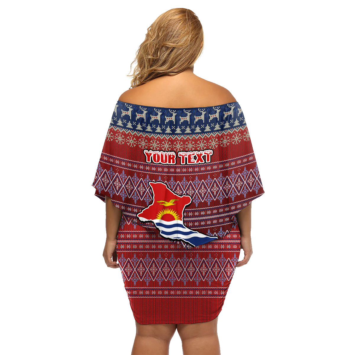 Personalised Kiribati Christmas Family Matching Off Shoulder Short Dress and Hawaiian Shirt Coat of Arms and Map Beautiful Merry Xmas Snowflake LT03 - Polynesian Pride
