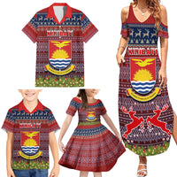 Personalised Kiribati Christmas Family Matching Summer Maxi Dress and Hawaiian Shirt Coat of Arms and Map Beautiful Merry Xmas Snowflake LT03 - Polynesian Pride