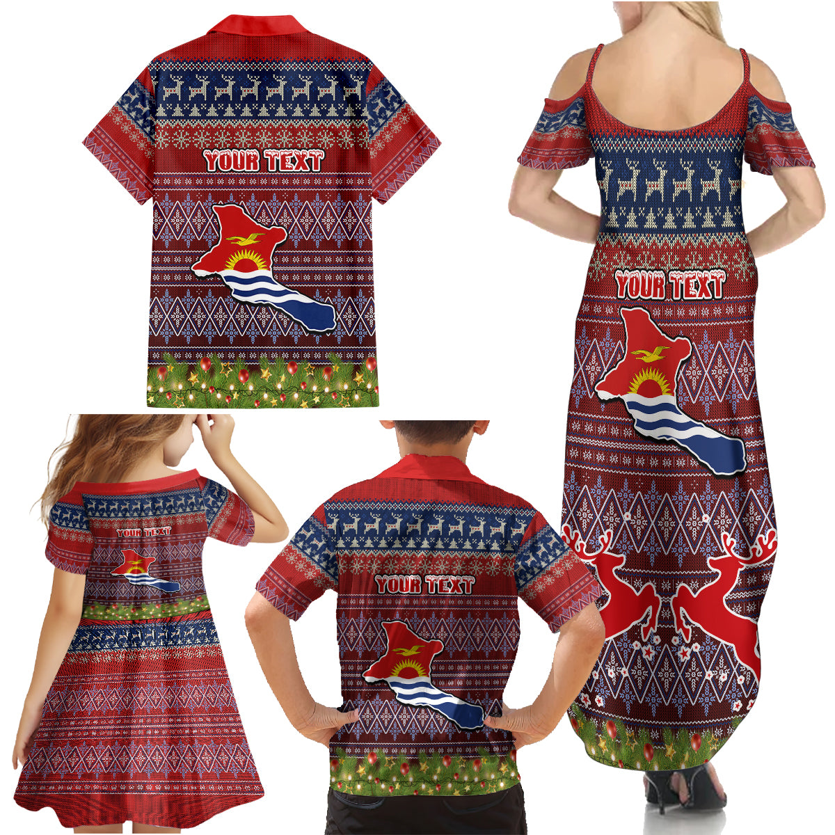 Personalised Kiribati Christmas Family Matching Summer Maxi Dress and Hawaiian Shirt Coat of Arms and Map Beautiful Merry Xmas Snowflake LT03 - Polynesian Pride