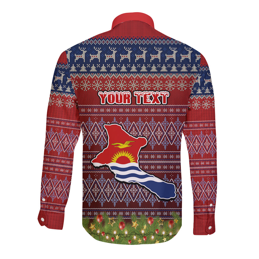 personalised-kiribati-christmas-long-sleeve-button-shirt-coat-of-arms-and-map-beautiful-merry-xmas-snowflake