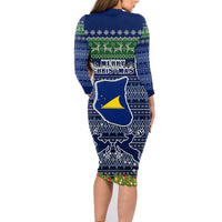 Tokelau Christmas Family Matching Long Sleeve Bodycon Dress and Hawaiian Shirt Coat of Arms and Map Beautiful Merry Xmas Snowflake LT03 - Polynesian Pride