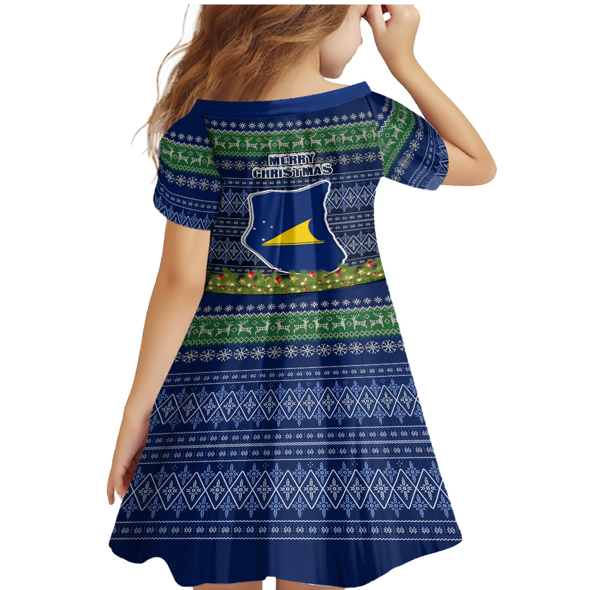 Tokelau Christmas Family Matching Mermaid Dress and Hawaiian Shirt Coat of Arms and Map Beautiful Merry Xmas Snowflake LT03 - Polynesian Pride