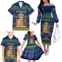 Tokelau Christmas Family Matching Off Shoulder Long Sleeve Dress and Hawaiian Shirt Coat of Arms and Map Beautiful Merry Xmas Snowflake LT03 - Polynesian Pride
