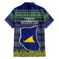 Tokelau Christmas Family Matching Off Shoulder Long Sleeve Dress and Hawaiian Shirt Coat of Arms and Map Beautiful Merry Xmas Snowflake LT03 - Polynesian Pride