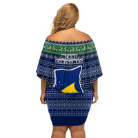 Tokelau Christmas Family Matching Off Shoulder Short Dress and Hawaiian Shirt Coat of Arms and Map Beautiful Merry Xmas Snowflake LT03 - Polynesian Pride