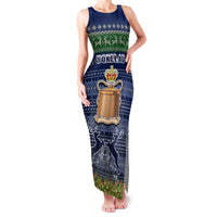 Tokelau Christmas Family Matching Tank Maxi Dress and Hawaiian Shirt Coat of Arms and Map Beautiful Merry Xmas Snowflake LT03 Mom's Dress Blue - Polynesian Pride