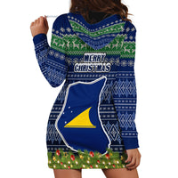 Tokelau Christmas Hoodie Dress Coat of Arms and Map Beautiful Merry Xmas Snowflake LT03 - Polynesian Pride