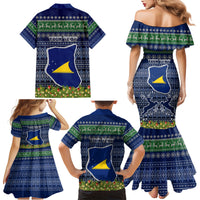 Personalised Tokelau Christmas Family Matching Mermaid Dress and Hawaiian Shirt Coat of Arms and Map Beautiful Merry Xmas Snowflake LT03 - Polynesian Pride