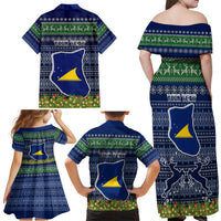 Personalised Tokelau Christmas Family Matching Off Shoulder Maxi Dress and Hawaiian Shirt Coat of Arms and Map Beautiful Merry Xmas Snowflake LT03 - Polynesian Pride