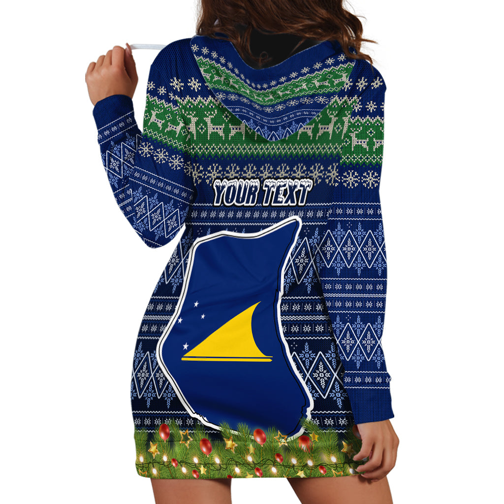 Personalised Tokelau Christmas Hoodie Dress Coat of Arms and Map Beautiful Merry Xmas Snowflake LT03 - Polynesian Pride