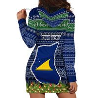 Personalised Tokelau Christmas Hoodie Dress Coat of Arms and Map Beautiful Merry Xmas Snowflake LT03 - Polynesian Pride