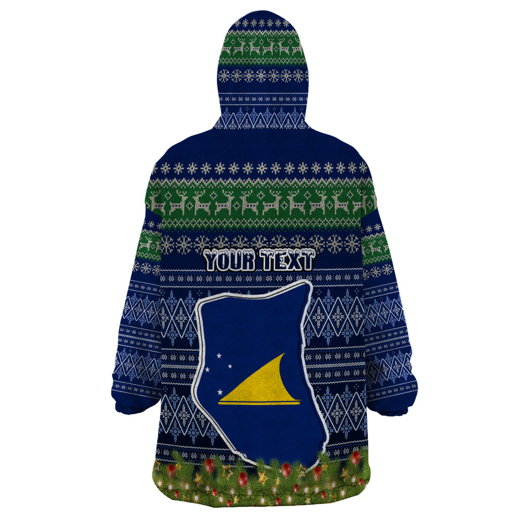 Personalised Tokelau Christmas Wearable Blanket Hoodie Coat of Arms and Map Beautiful Merry Xmas Snowflake LT03 - Polynesian Pride