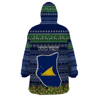 Personalised Tokelau Christmas Wearable Blanket Hoodie Coat of Arms and Map Beautiful Merry Xmas Snowflake LT03 - Polynesian Pride