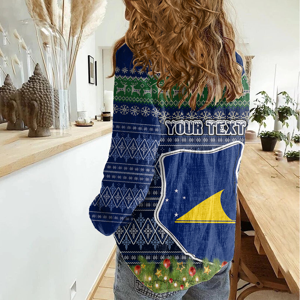 Personalised Tokelau Christmas Women Casual Shirt Coat of Arms and Map Beautiful Merry Xmas Snowflake LT03 - Polynesian Pride