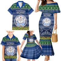 Personalised Marshall Islands Christmas Family Matching Mermaid Dress and Hawaiian Shirt Coat of Arms and Map Beautiful Merry Xmas Snowflake LT03 - Polynesian Pride