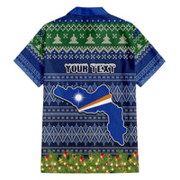 Personalised Marshall Islands Christmas Family Matching Off Shoulder Long Sleeve Dress and Hawaiian Shirt Coat of Arms and Map Beautiful Merry Xmas Snowflake LT03 - Polynesian Pride
