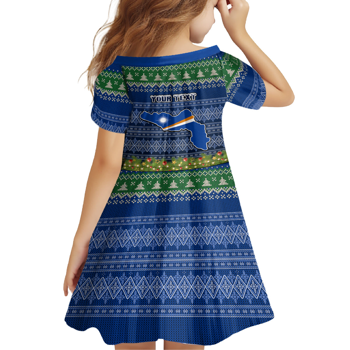 Personalised Marshall Islands Christmas Family Matching Off Shoulder Short Dress and Hawaiian Shirt Coat of Arms and Map Beautiful Merry Xmas Snowflake LT03 - Polynesian Pride