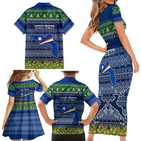 Personalised Marshall Islands Christmas Family Matching Short Sleeve Bodycon Dress and Hawaiian Shirt Coat of Arms and Map Beautiful Merry Xmas Snowflake LT03 - Polynesian Pride