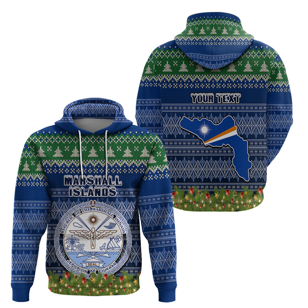 Personalised Marshall Islands Christmas Hoodie Coat of Arms and Map Beautiful Merry Xmas Snowflake LT03 - Polynesian Pride