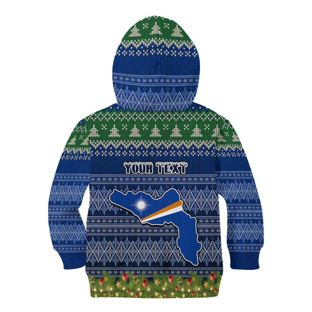 Personalised Marshall Islands Christmas Kid Hoodie Coat of Arms and Map Beautiful Merry Xmas Snowflake LT03 - Polynesian Pride