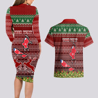Personalised Wallis and Futuna Christmas Couples Matching Long Sleeve Bodycon Dress and Hawaiian Shirt Coat of Arms and Map Beautiful Merry Xmas Snowflake LT03 - Polynesian Pride