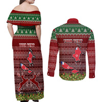 Personalised Wallis and Futuna Christmas Couples Matching Off Shoulder Maxi Dress and Long Sleeve Button Shirts Coat of Arms and Map Beautiful Merry Xmas Snowflake LT03 - Polynesian Pride