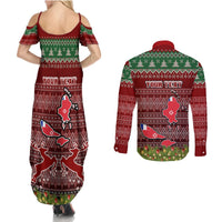Personalised Wallis and Futuna Christmas Couples Matching Summer Maxi Dress and Long Sleeve Button Shirts Coat of Arms and Map Beautiful Merry Xmas Snowflake LT03 - Polynesian Pride