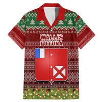 Personalised Wallis and Futuna Christmas Family Matching Mermaid Dress and Hawaiian Shirt Coat of Arms and Map Beautiful Merry Xmas Snowflake LT03 Dad's Shirt - Short Sleeve Red - Polynesian Pride