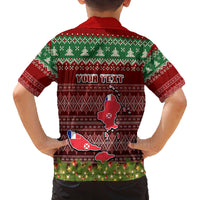 Personalised Wallis and Futuna Christmas Family Matching Off Shoulder Long Sleeve Dress and Hawaiian Shirt Coat of Arms and Map Beautiful Merry Xmas Snowflake LT03 - Polynesian Pride