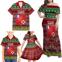 Personalised Wallis and Futuna Christmas Family Matching Off Shoulder Maxi Dress and Hawaiian Shirt Coat of Arms and Map Beautiful Merry Xmas Snowflake LT03 - Polynesian Pride