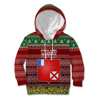 Personalised Wallis and Futuna Christmas Kid Hoodie Coat of Arms and Map Beautiful Merry Xmas Snowflake LT03 Hoodie Red - Polynesian Pride