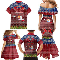 Personalised French Polynesia Christmas Family Matching Mermaid Dress and Hawaiian Shirt Coat of Arms and Map Beautiful Merry Xmas Snowflake LT03 - Polynesian Pride