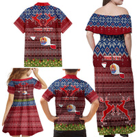Personalised French Polynesia Christmas Family Matching Off Shoulder Maxi Dress and Hawaiian Shirt Coat of Arms and Map Beautiful Merry Xmas Snowflake LT03 - Polynesian Pride