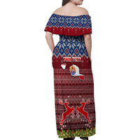 Personalised French Polynesia Christmas Family Matching Off Shoulder Maxi Dress and Hawaiian Shirt Coat of Arms and Map Beautiful Merry Xmas Snowflake LT03 - Polynesian Pride
