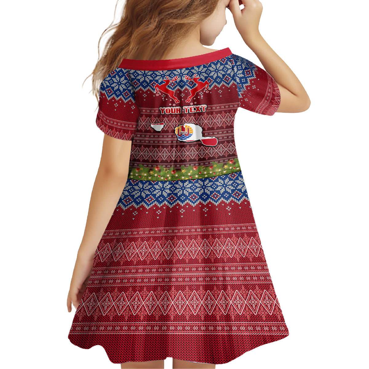 Personalised French Polynesia Christmas Family Matching Off Shoulder Short Dress and Hawaiian Shirt Coat of Arms and Map Beautiful Merry Xmas Snowflake LT03 - Polynesian Pride