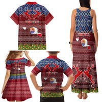 Personalised French Polynesia Christmas Family Matching Tank Maxi Dress and Hawaiian Shirt Coat of Arms and Map Beautiful Merry Xmas Snowflake LT03 - Polynesian Pride