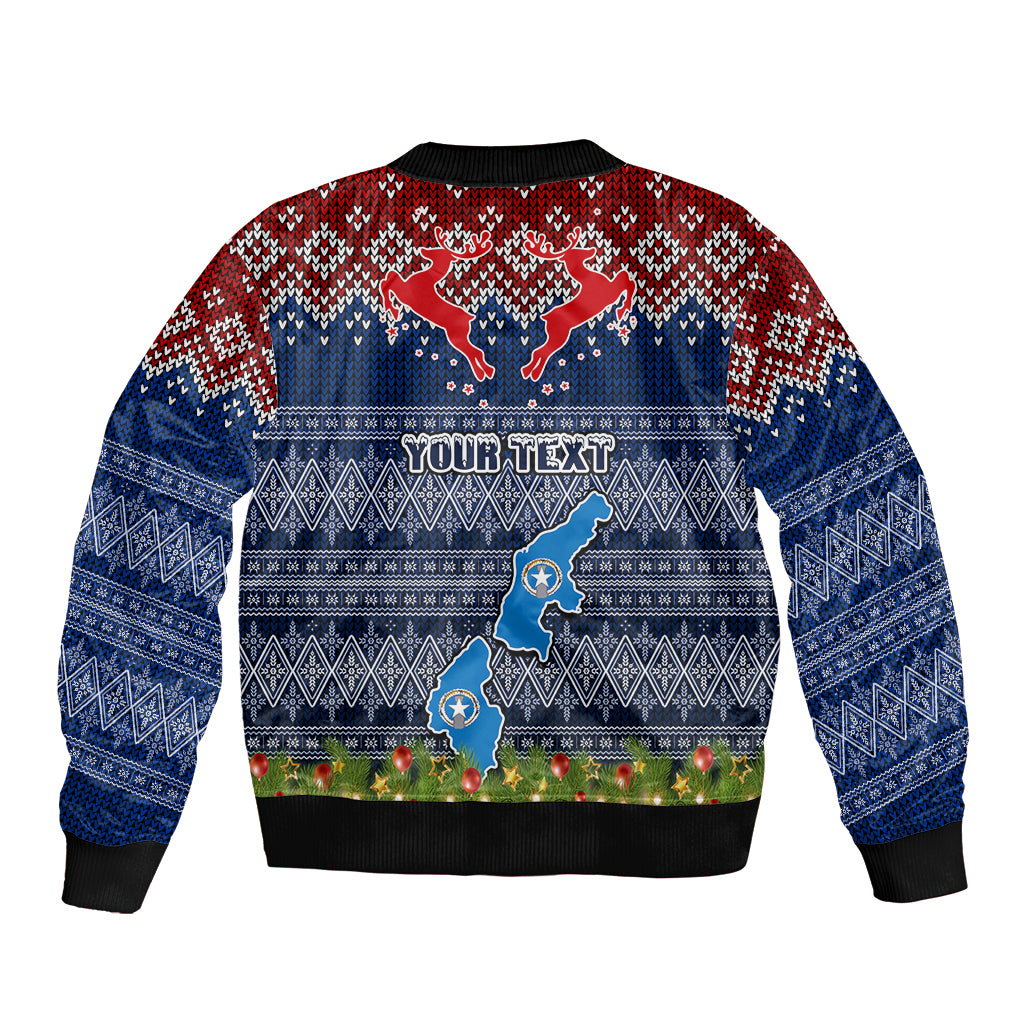personalised-northern-mariana-islands-christmas-bomber-jacket-coat-of-arms-and-map-beautiful-merry-xmas-snowflake