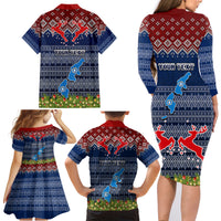 Personalised Northern Mariana Islands Christmas Family Matching Long Sleeve Bodycon Dress and Hawaiian Shirt Coat of Arms and Map Beautiful Merry Xmas Snowflake LT03 - Polynesian Pride