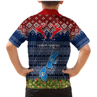Personalised Northern Mariana Islands Christmas Family Matching Mermaid Dress and Hawaiian Shirt Coat of Arms and Map Beautiful Merry Xmas Snowflake LT03 - Polynesian Pride