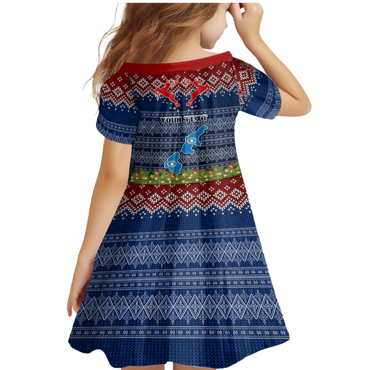 Personalised Northern Mariana Islands Christmas Family Matching Mermaid Dress and Hawaiian Shirt Coat of Arms and Map Beautiful Merry Xmas Snowflake LT03 - Polynesian Pride