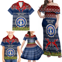 Personalised Northern Mariana Islands Christmas Family Matching Off Shoulder Maxi Dress and Hawaiian Shirt Coat of Arms and Map Beautiful Merry Xmas Snowflake LT03 - Polynesian Pride