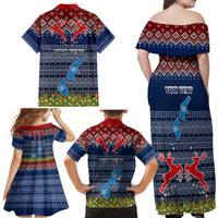 Personalised Northern Mariana Islands Christmas Family Matching Off Shoulder Maxi Dress and Hawaiian Shirt Coat of Arms and Map Beautiful Merry Xmas Snowflake LT03 - Polynesian Pride