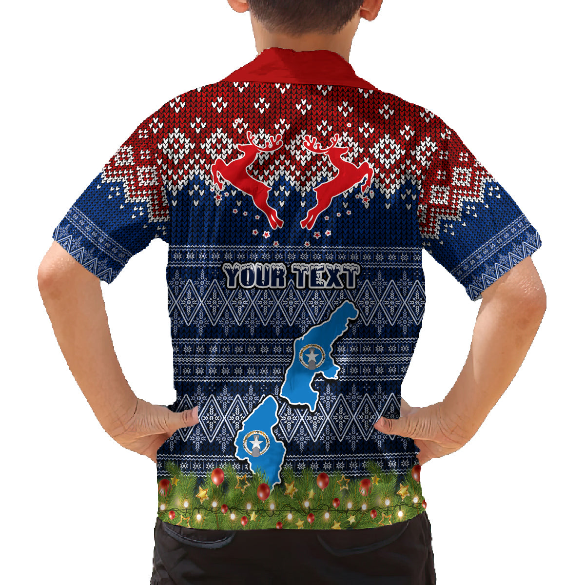 Personalised Northern Mariana Islands Christmas Family Matching Off Shoulder Short Dress and Hawaiian Shirt Coat of Arms and Map Beautiful Merry Xmas Snowflake LT03 - Polynesian Pride