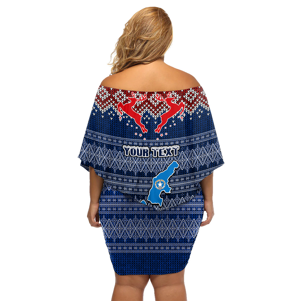 Personalised Northern Mariana Islands Christmas Family Matching Off Shoulder Short Dress and Hawaiian Shirt Coat of Arms and Map Beautiful Merry Xmas Snowflake LT03 - Polynesian Pride