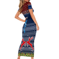 Personalised Northern Mariana Islands Christmas Family Matching Short Sleeve Bodycon Dress and Hawaiian Shirt Coat of Arms and Map Beautiful Merry Xmas Snowflake LT03 - Polynesian Pride