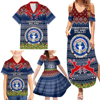 Personalised Northern Mariana Islands Christmas Family Matching Summer Maxi Dress and Hawaiian Shirt Coat of Arms and Map Beautiful Merry Xmas Snowflake LT03 - Polynesian Pride
