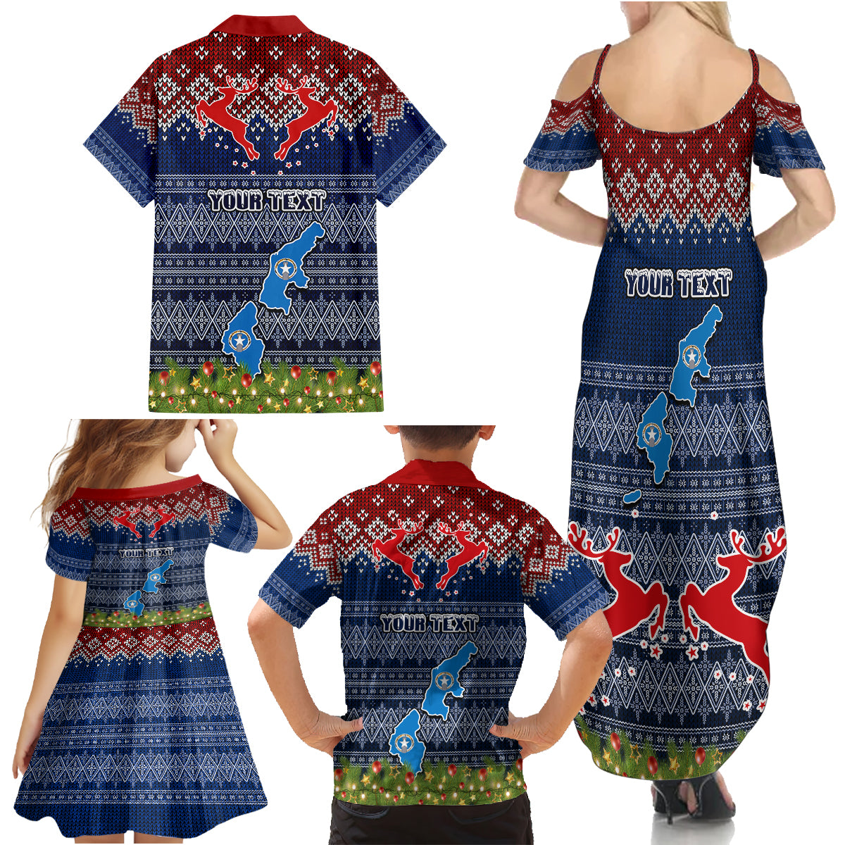 Personalised Northern Mariana Islands Christmas Family Matching Summer Maxi Dress and Hawaiian Shirt Coat of Arms and Map Beautiful Merry Xmas Snowflake LT03 - Polynesian Pride