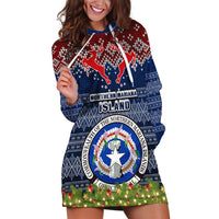 Personalised Northern Mariana Islands Christmas Hoodie Dress Coat of Arms and Map Beautiful Merry Xmas Snowflake LT03 Blue - Polynesian Pride